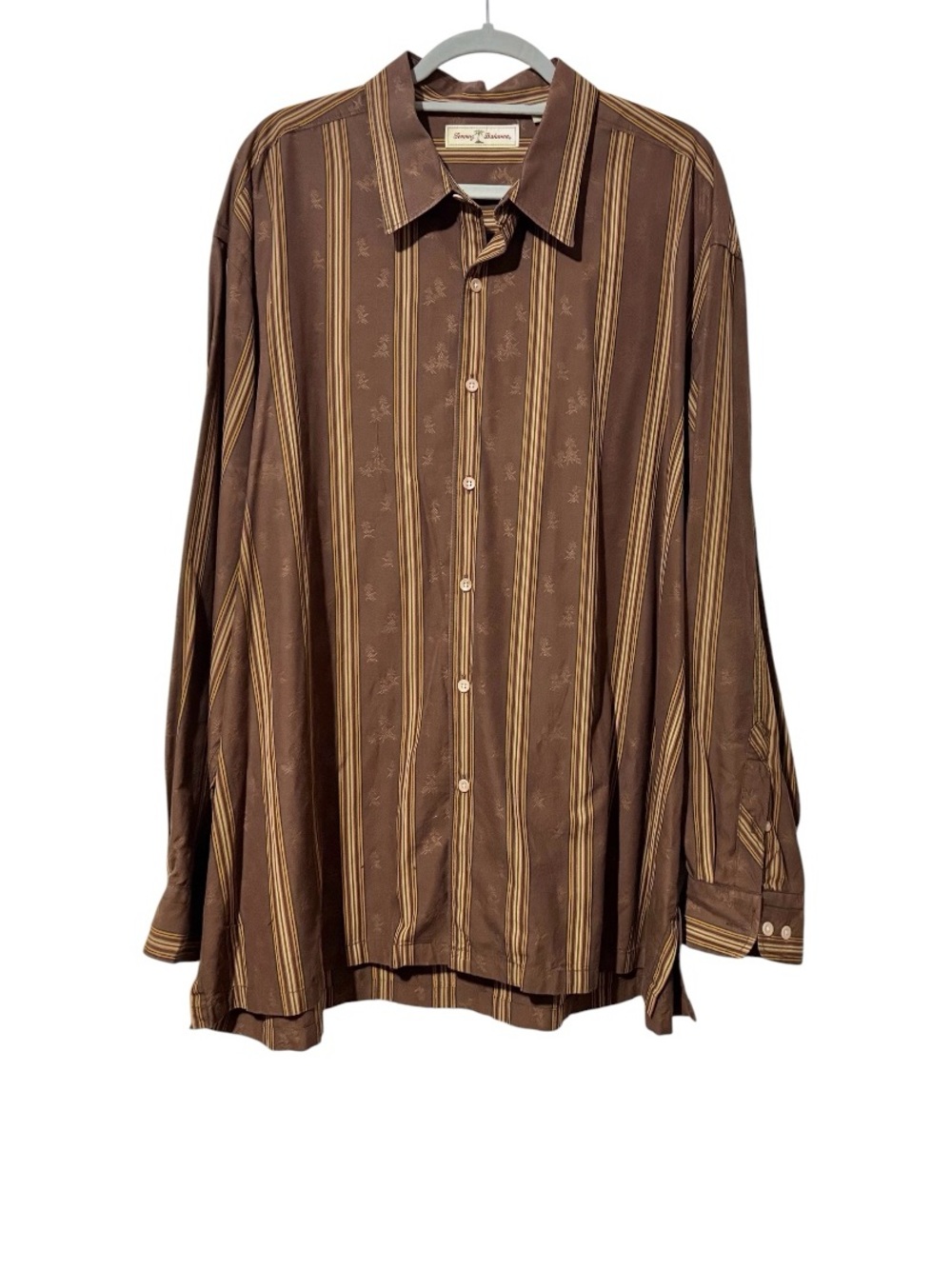 Tommy Bahama Striped Button-Up Shirt w/Subtle Palm Trees